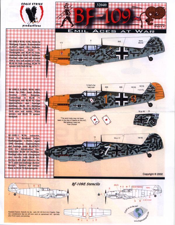 Eagle Strike Productions 32040 EMIL ACES AT WAR BF 109 E Plastic models 1:32