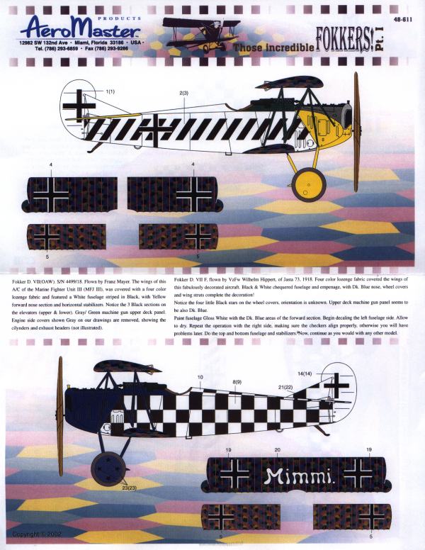 Aeromaster 48611 FOKKERS D VII PARTIE I Maquettes 1:48 Aeromaster 48611 FOKKERS D VII PARTIE I Maquettes 1:48