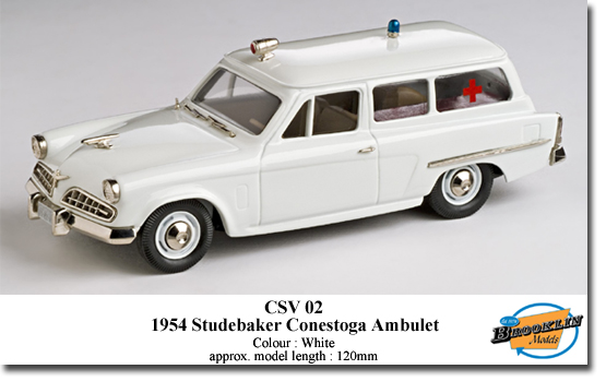 Brooklin KCSV02 STUDEBAKER CONESTOGA AMBULANCE 1954 Miniatures 1:43 Brooklin KCSV02 STUDEBAKER CONESTOGA AMBULANCE 1954 Miniatures 1:43