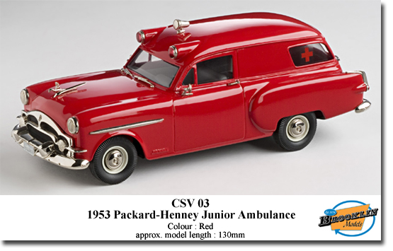 Brooklin KCSV03 PACKARD HENNEY JUNIOR AMBULANCE 1953 Die cast 1:43