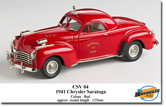 Brooklin KCSV04 CHRYSLER SARATOGA READING PA - FIRE CHIEF CAR 1941 Die cast 1:43 Brooklin KCSV04 CHRYSLER SARATOGA READING PA - FIRE CHIEF CAR 1941 Die cast 1:43