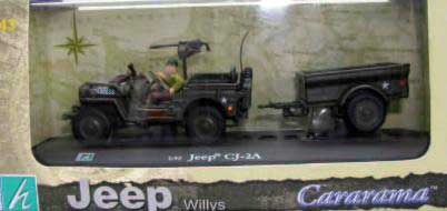 JEEP WILLYS avec REMORQUE et PERSONNAGE