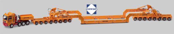 Conrad 66150 MAN TGA 4 ESSieux avec SEMI REMORQUE CHARGES GEANTES 16 ESSIEUX Miniatures 1:50