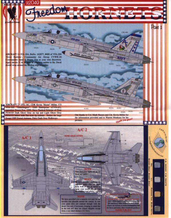 Eagle Strike Productions 32049 FREEDOM HORNETS F18C PARTIE I Plastic models 1:32