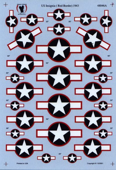 Eagle Strike Productions 48046 US INSIGNIA RED BORDER 43 Maquettes 1:48