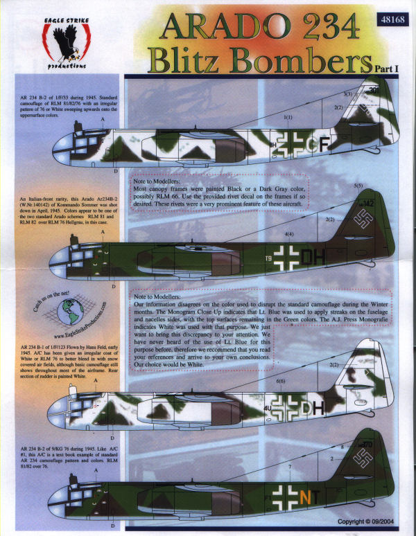 Eagle Strike Productions 48168 ARADO 234 BLITZ BOMBE PART1 Plastic models 1:48