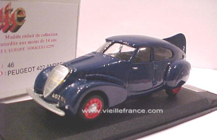 Mini-route 046 Peugeot 402 ANDREAU 1937 Die cast 1:43
