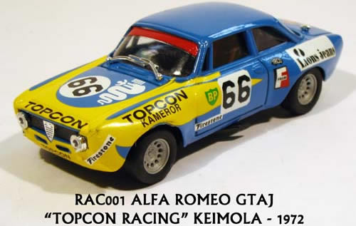 Progettok RAC001 ALFA ROMEO GTAJ «TOPCON Racing» KEIMOLA 1972 Die cast 1:43