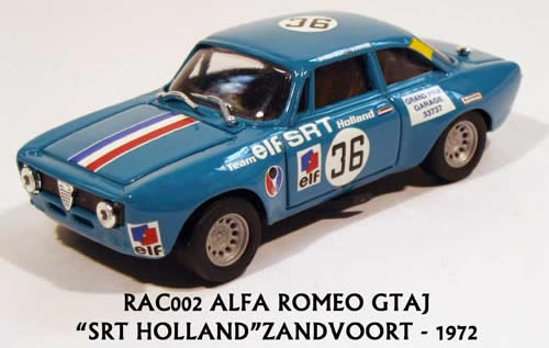 Progettok RAC002 ALFA ROMEO GTAJ «SRT HOLLAND» ZANDVOORT 1972 Die cast 1:43